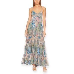 Misa Kali Dress In Blue Print, Maxi dress, Size XS, New, with tag